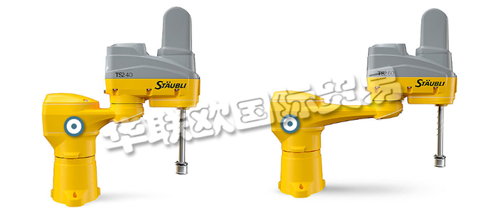 STAUBLI開發(fā)了一系列功能強(qiáng)大的四軸機(jī)器人，旨在滿足汽車、食品、制藥、塑料和電子電氣等領(lǐng)域最嚴(yán)格的生產(chǎn)要求。SCARA (水平多關(guān)節(jié)機(jī)械手臂) 系列可用于多種應(yīng)用， 能快速執(zhí)行上下料、裝配、包裝/碼垛、拾放/搬運(yùn)、分揀、堆垛和整列等高精度、重復(fù)性等任務(wù)。此外，全新 TS2 系列使用了與六軸 TX2 機(jī)器人相同的模塊化結(jié)構(gòu)和 CS9 控制器，相同的機(jī)器人底座帶來模塊化和最優(yōu)開發(fā)時(shí)間。